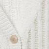 Open-Knit V-Neck Maxi Cardigan – White
