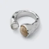 Open Organic Stone Ring – Silver