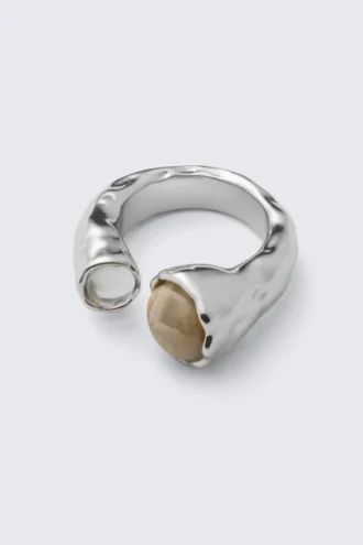Open Organic Stone Ring – Silver
