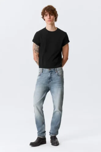Orion Mid Rise Slim Fit Straight Jeans – Blue Horses – Medium Blue