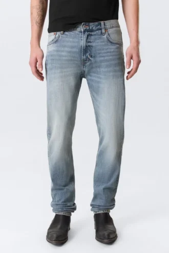 Orion Mid Rise Slim Fit Straight Jeans – Blue Horses – Medium Blue