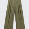 Otis Oversized Pleated Cotton Twill Chinos – Khaki Green