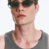 Oval Metal Frame Unisex Sunglasses – Dark Green