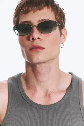 Oval Metal Frame Unisex Sunglasses – Dark Green