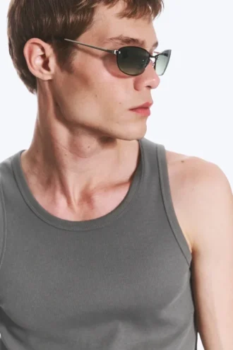 Oval Metal Frame Unisex Sunglasses – Dark Green