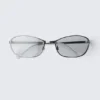 Oval Metal Frame Unisex Sunglasses – Silver – Blue Light Lenses