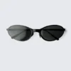Oval Metal Sunglasses – Black – Dark Lenses
