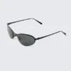 Oval Metal Sunglasses – Black – Dark Lenses
