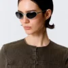Oval Metal Sunglasses – Silver – Dark Lenses
