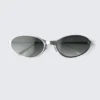 Oval Metal Sunglasses – Silver – Dark Lenses