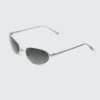 Oval Metal Sunglasses – Silver – Dark Lenses