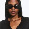 Oval Sunglasses – Black – Black Lenses