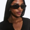 Oval Sunglasses – Black – Black Lenses