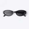 Oval Sunglasses – Black – Black Lenses