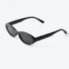 Oval Sunglasses – Black – Black Lenses