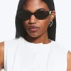 Oval Sunglasses – Black – Brown Lenses