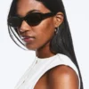 Oval Sunglasses – Black – Brown Lenses