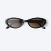 Oval Sunglasses – Black – Brown Lenses