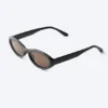 Oval Sunglasses – Black – Brown Lenses