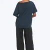 Oversized Boat Neck T-Shirt – Dark Blue