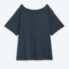Oversized Boat Neck T-Shirt – Dark Blue