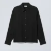 Oversized Boxy Linen Blend Shirt – Black