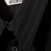 Oversized Button-Up Poplin Shirt – Black – Dark Blue Stripes