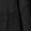 Oversized Button-Up Shirt – Dark Grey – Metallic Stripes