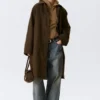 Oversized Canvas Car Coat – Dark Khaki Green