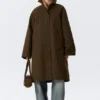 Oversized Canvas Car Coat – Dark Khaki Green