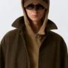 Oversized Canvas Car Coat – Dark Khaki Green