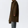 Oversized Canvas Car Coat – Dark Khaki Green
