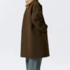 Oversized Canvas Car Coat – Dark Khaki Green