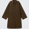 Oversized Canvas Car Coat – Dark Khaki Green