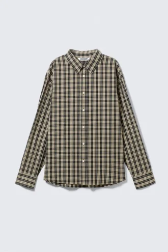 Oversized Checked Shirt – Checked Beige
