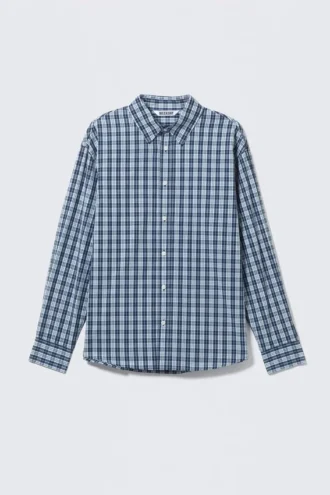 Oversized Checked Shirt – Checked Blue
