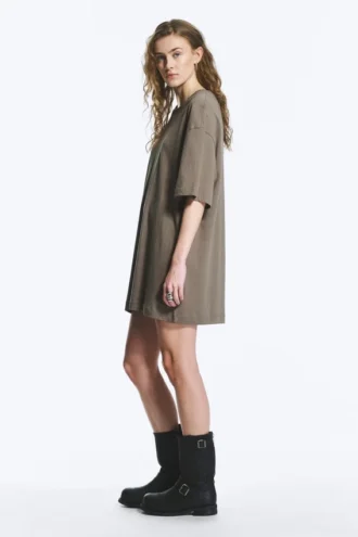 Oversized Cotton T-Shirt Dress – Dusty Grey