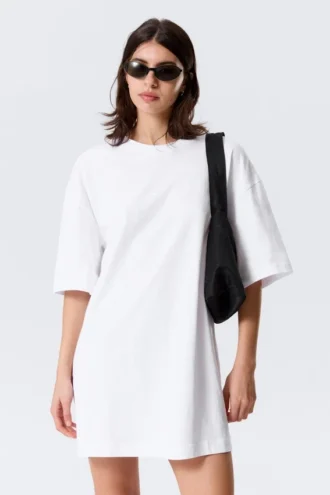 Oversized Cotton T-Shirt Dress – White