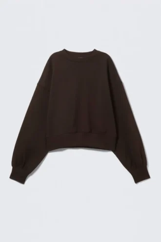 Oversized Crewneck Sweatshirt – Dark Brown