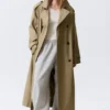 Oversized Double-Breasted Canvas Trench Coat – Beige