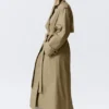 Oversized Double-Breasted Canvas Trench Coat – Beige