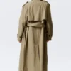 Oversized Double-Breasted Canvas Trench Coat – Beige
