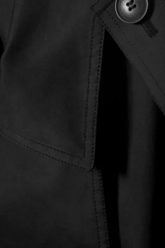Oversized Double-Breasted Canvas Trench Coat – Black