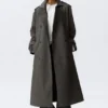 Oversized Double-Breasted Canvas Trench Coat – Dark Grey