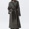 Oversized Double-Breasted Canvas Trench Coat – Dark Grey