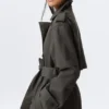 Oversized Double-Breasted Canvas Trench Coat – Dark Grey