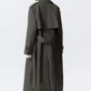 Oversized Double-Breasted Canvas Trench Coat – Dark Grey