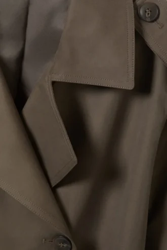 Oversized Double-Breasted Canvas Trench Coat – Dark Mole