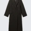 Oversized Double-Breasted Wool-Blend Coat – Dark Brown
