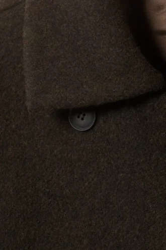 Oversized Double-Breasted Wool Blend Coat – Dark Brown Melange
